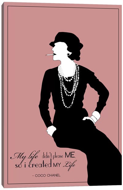 Coco Chanel In Rose Canvas Art Print - Fashion Brand Art