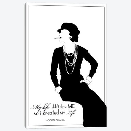 Coco Chanel In White Canvas Print #GND38} by GNODpop Art Print