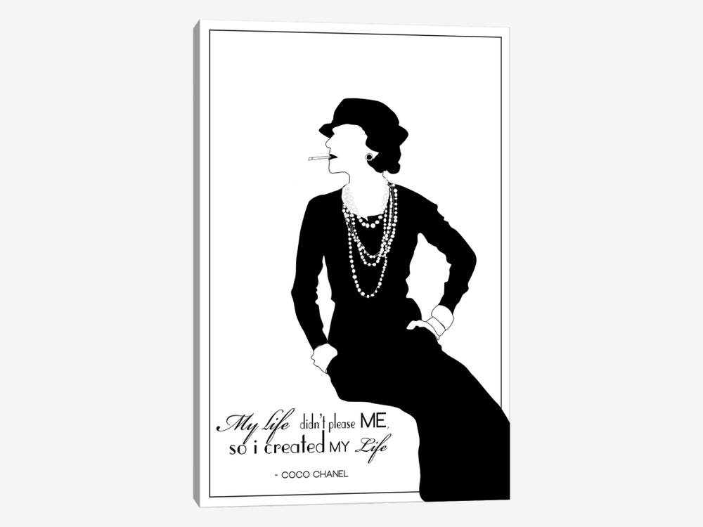 Coco Chanel In White by GNODpop 1-piece Canvas Wall Art
