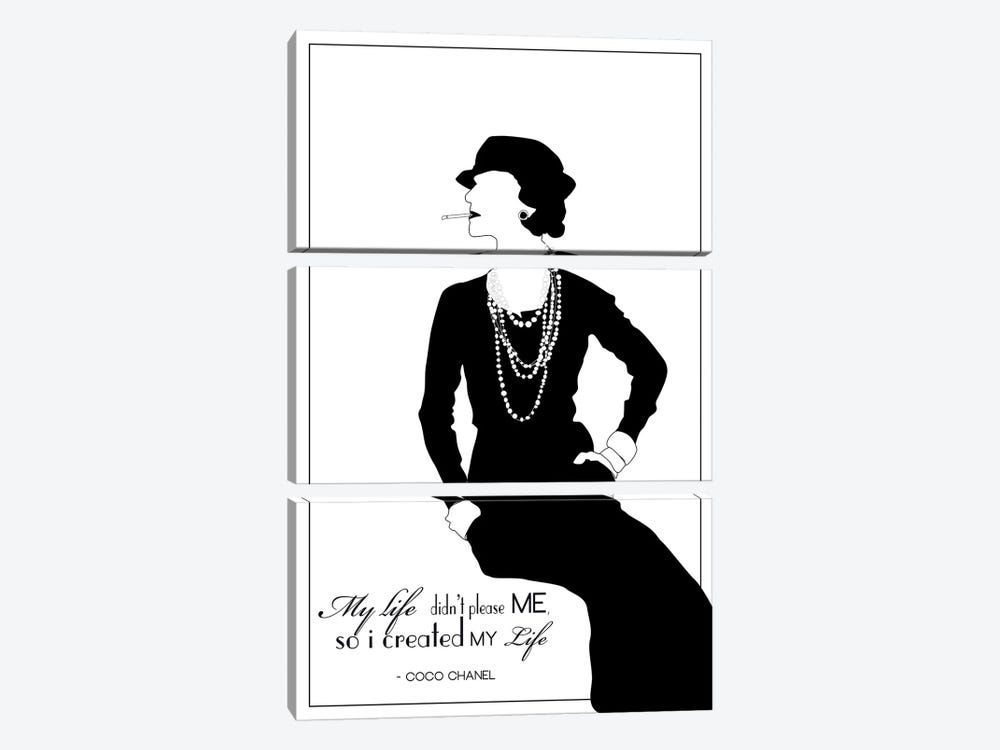 Coco Chanel In White by GNODpop 3-piece Canvas Wall Art