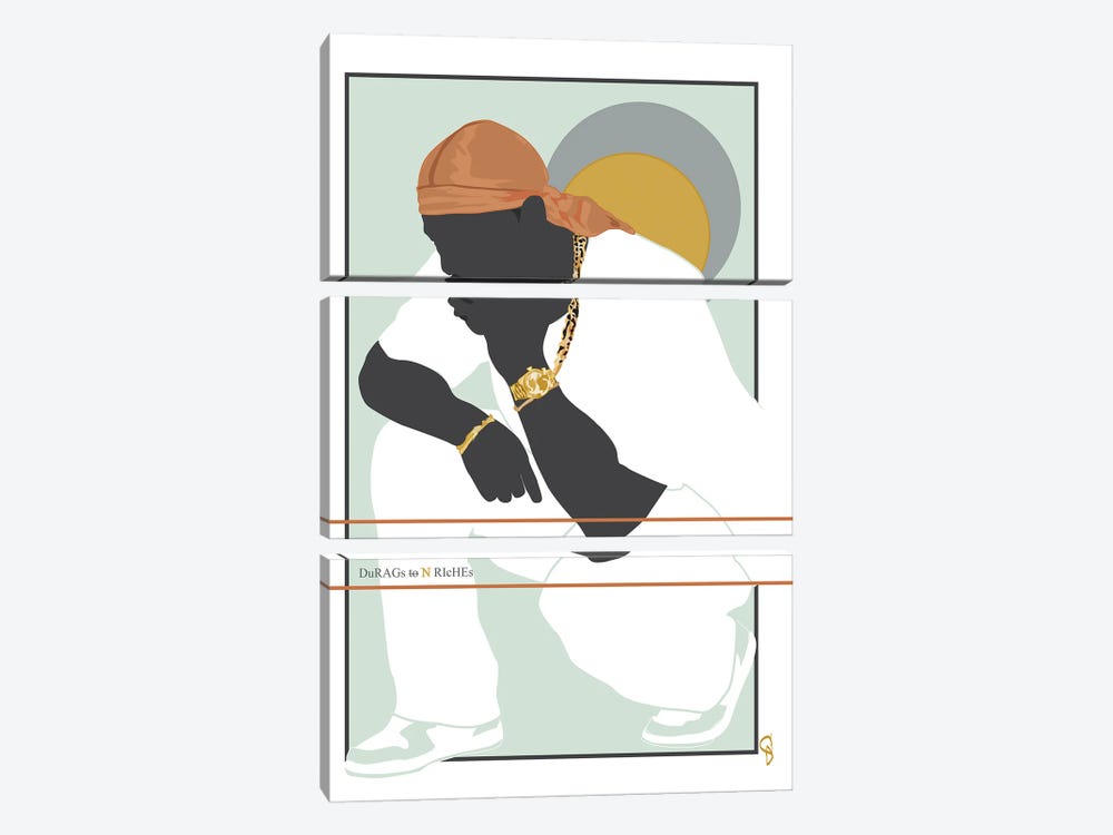 Durags N Riches - Ode To The Durag III by GNODpop 3-piece Canvas Artwork