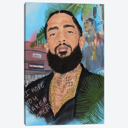 Make A Movement - Nipsey Hussle Canvas Print #GND68} by GNODpop Canvas Art