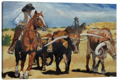 Blue Norther Canvas Art Print - Cowboy & Cowgirl Art