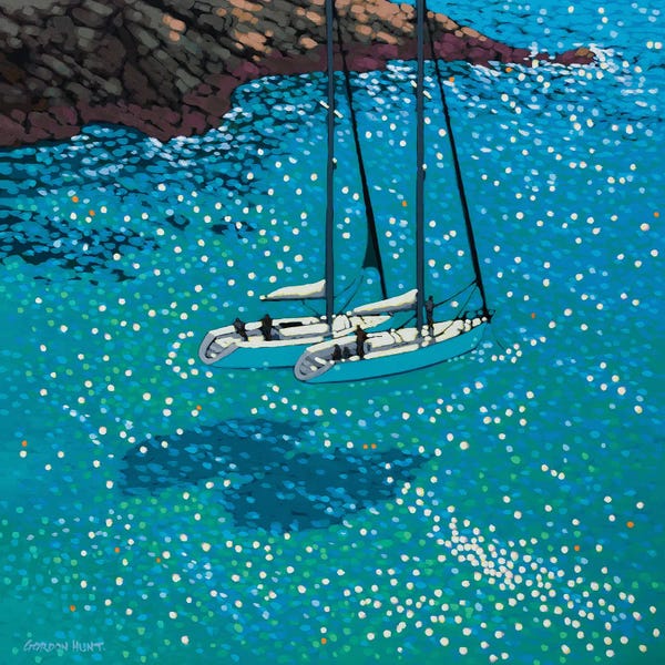 Sailboats: Turquoise Bay Rendezvous by Gordon Hunt