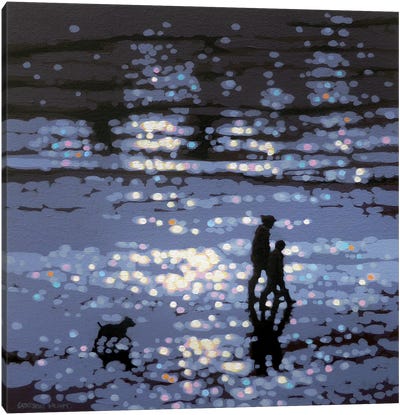 Mother-Son Moments - Evening Dog Walk Canvas Art Print - Gordon Hunt