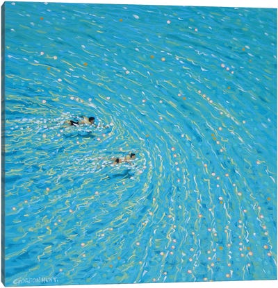 Into The Blue Canvas Art Print - Swimming Art