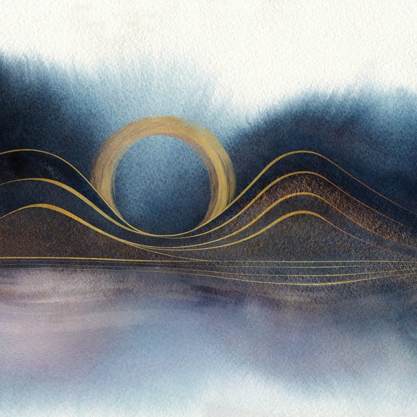 Blue & Gold: Abstract Mountains I by Marco Gonzalez