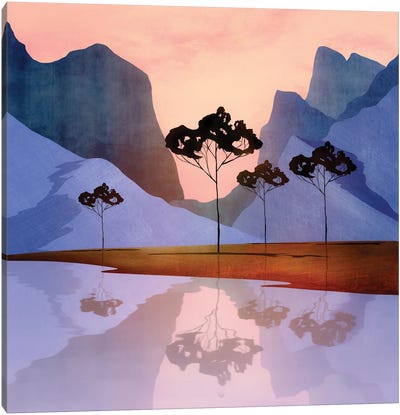 Digital Landscape I Canvas Art Print - Mountain Sunrise & Sunset Art