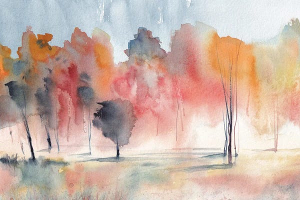 Colorful Trees Watercolor Painting