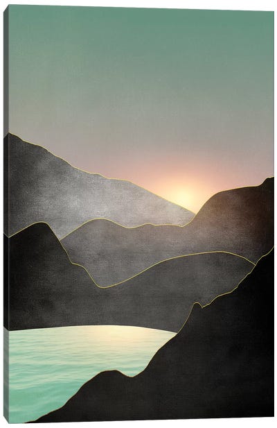 Minimal Landscape III Canvas Art Print - Lake & Ocean Sunrise & Sunset Art