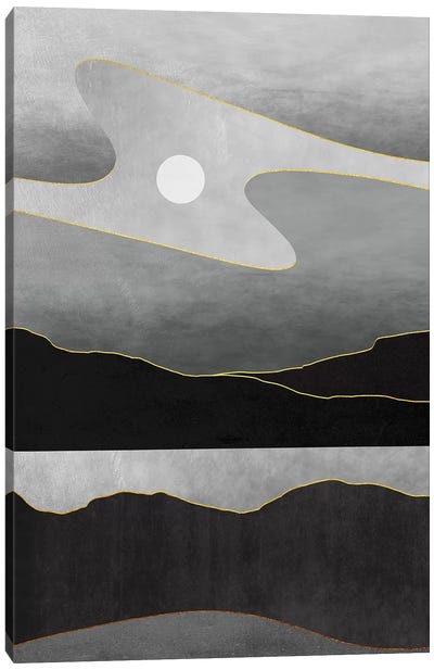 Minimal Landscape VII Canvas Art Print - Black & White Graphics & Illustrations