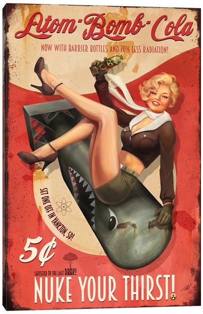 Atom Bomb Cola Canvas Art Print - Retro Redux