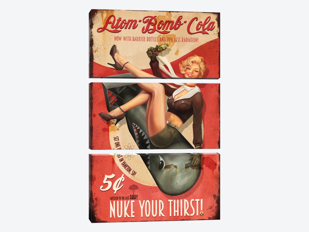 Atom Bomb Cola by Steve Goad 3-piece Canvas Artwork