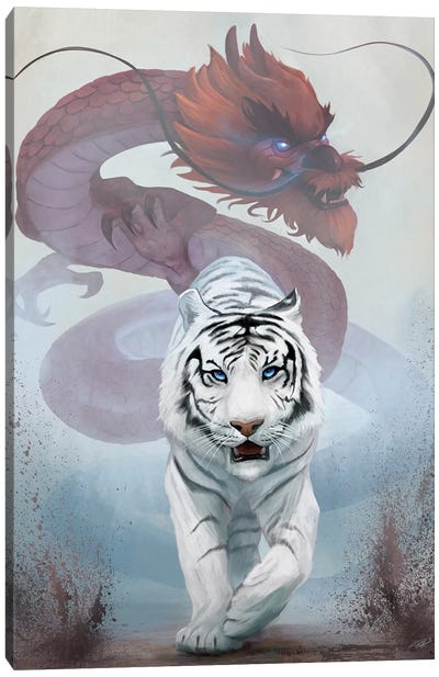 The Tiger And The Dragon Canvas Art Print - Tiger Art