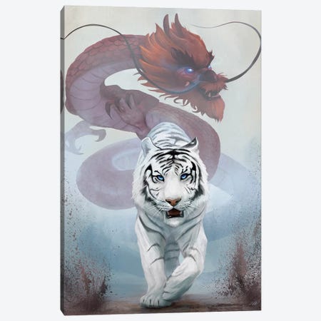 The Tiger And The Dragon Canvas Print #GOA30} by Steve Goad Canvas Art Print