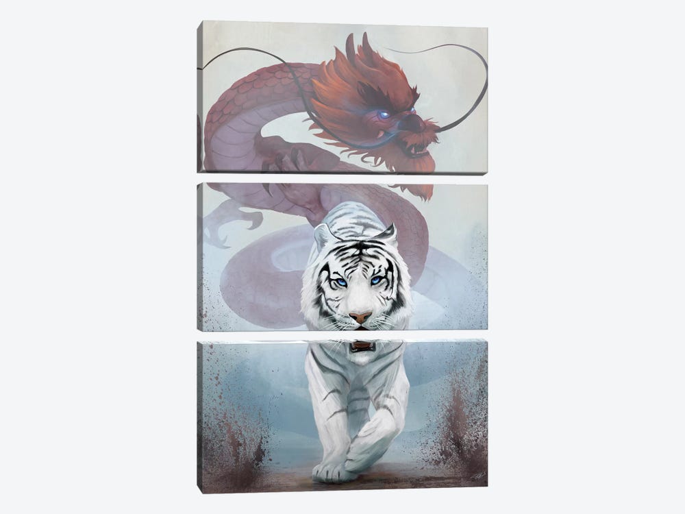 The Tiger And The Dragon by Steve Goad 3-piece Canvas Wall Art