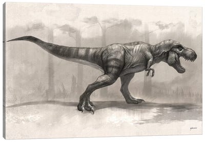 T-Rex Drawing Canvas Art Print - Prehistoric Animal Art