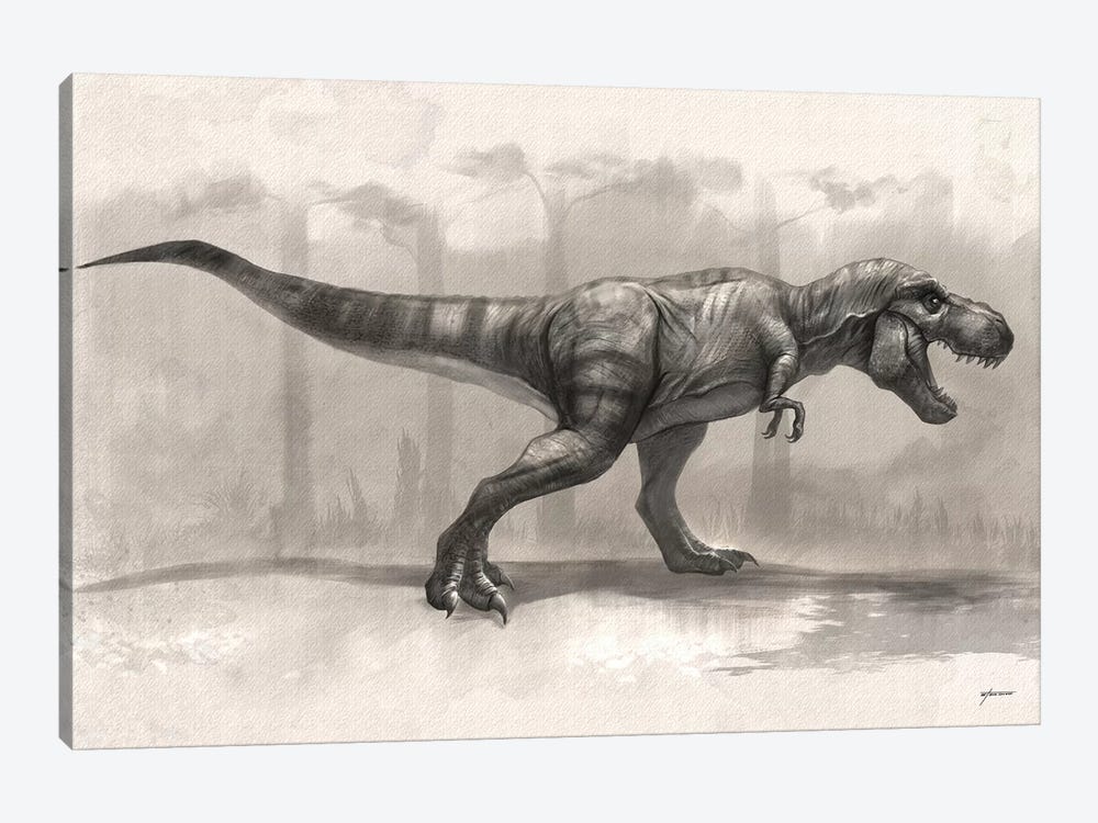 T-Rex Drawing by Steve Goad 1-piece Canvas Art