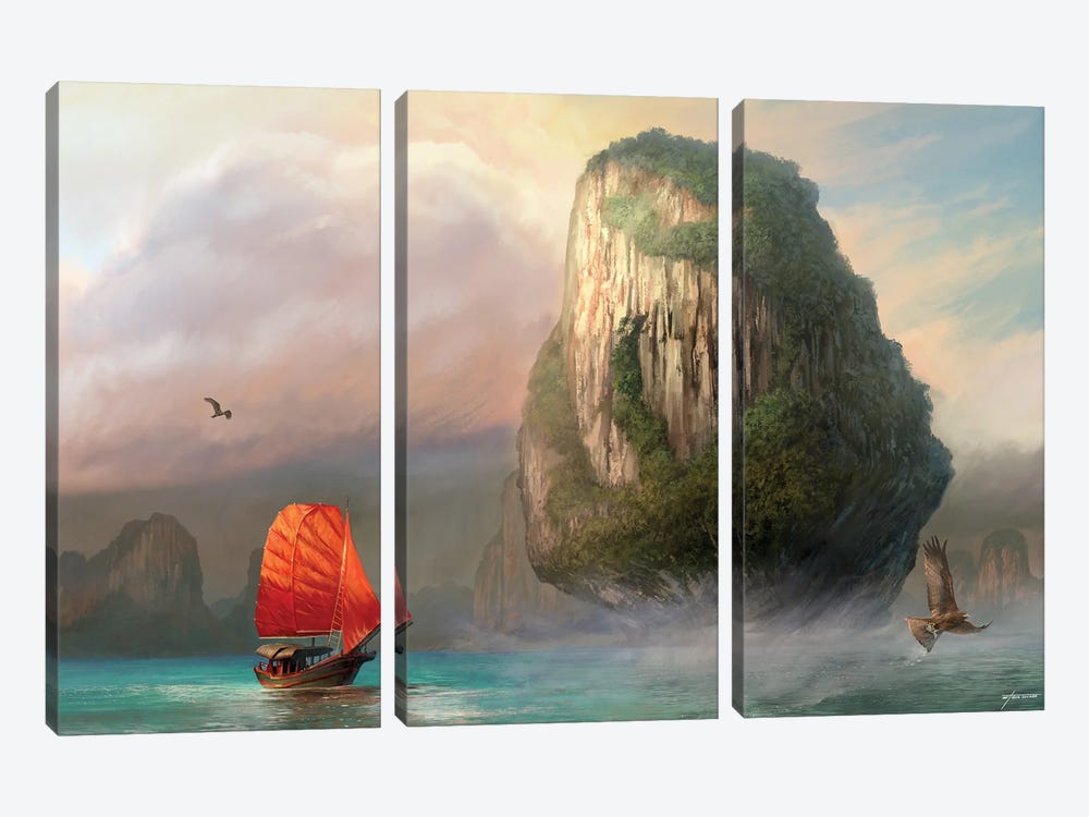 Morning Catch by Steve Goad 3-piece Canvas Print
