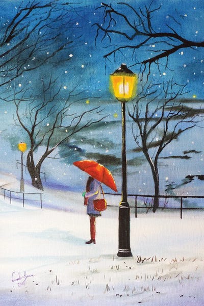 Umbrellas: A Red Umbrella For Winter by Gordon Bruce