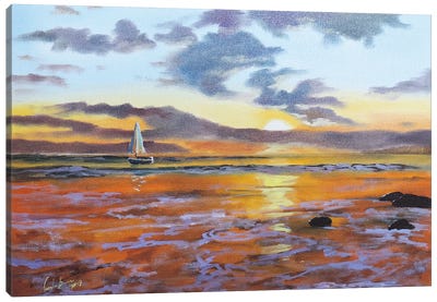 Boat On The Sea Canvas Art Print - Gordon Bruce