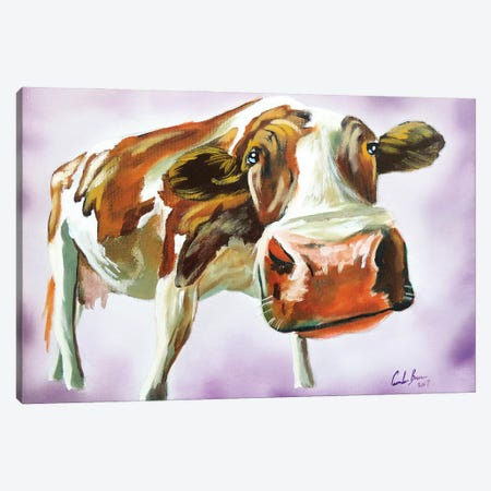 Brown & White Cow Canvas Print #GOB18} by Gordon Bruce Canvas Art
