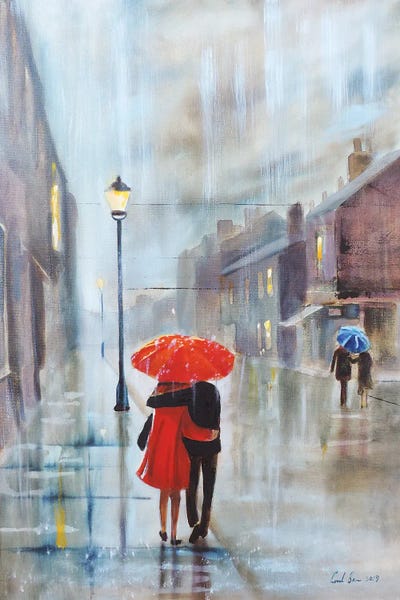 Umbrellas: Couple With A Red Umbrella by Gordon Bruce