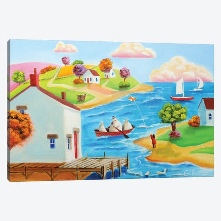 Cow And A Sheep In A Boat Canvas Print #GOB25} by Gordon Bruce Canvas Artwork