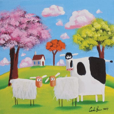 Cow And Sheep by Gordon Bruce framed canvas print