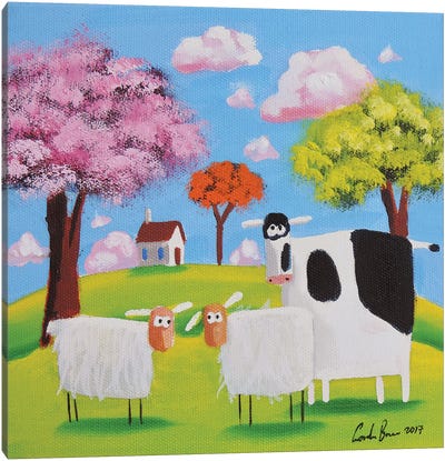 Cow And Sheep Canvas Art Print - Gordon Bruce