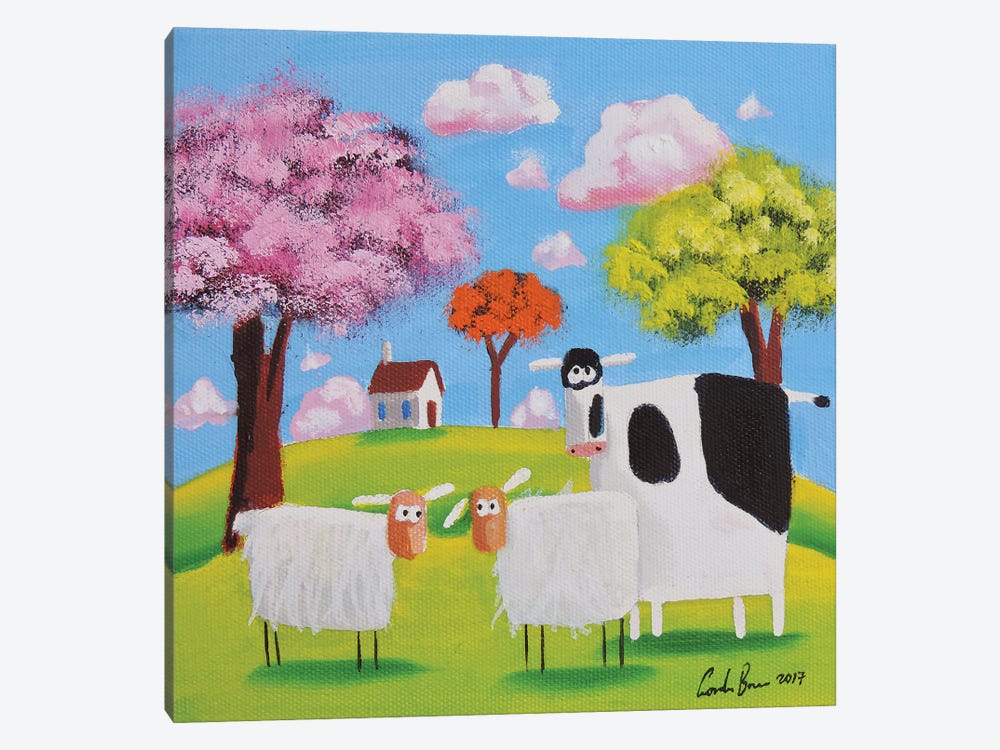 Cow And Sheep by Gordon Bruce 1-piece Canvas Art Print