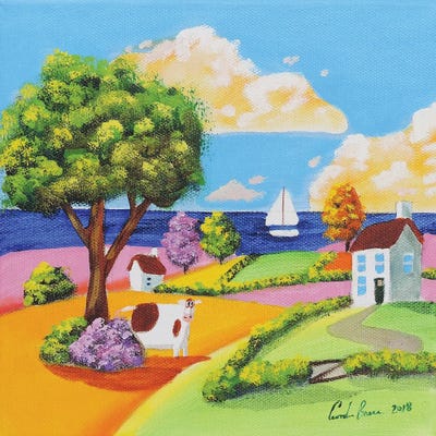 Cow In A Field by Gordon Bruce framed canvas print