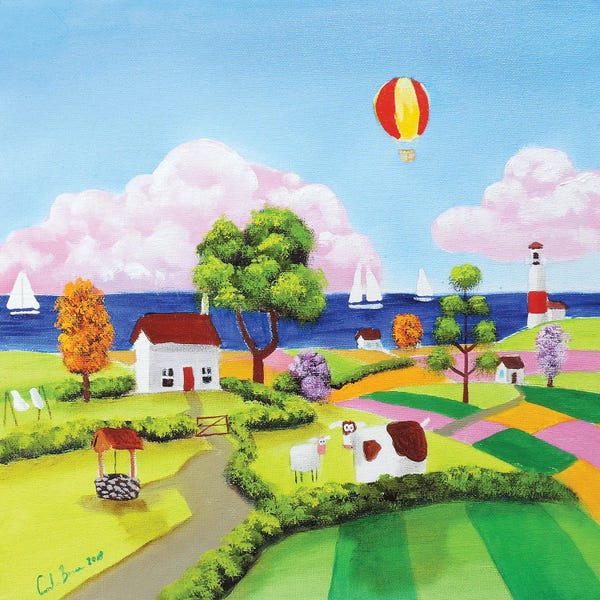 Hot Air Balloons: Cow, Sheep & A Balloon by Gordon Bruce