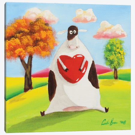 Cow With A Heart Canvas Print #GOB30} by Gordon Bruce Canvas Wall Art