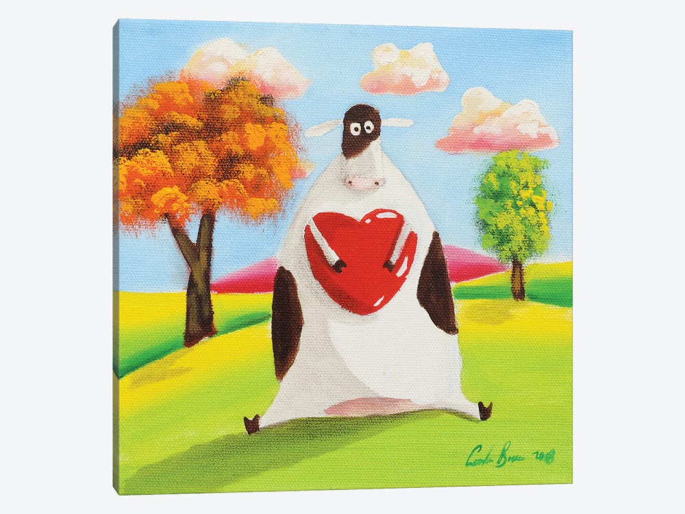 Cow With A Heart by Gordon Bruce 1-piece Canvas Wall Art