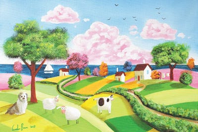 Folk Art Rolling Hills by Gordon Bruce canvas print