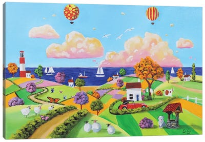 Balloons At The Seaside Canvas Art Print - Gordon Bruce