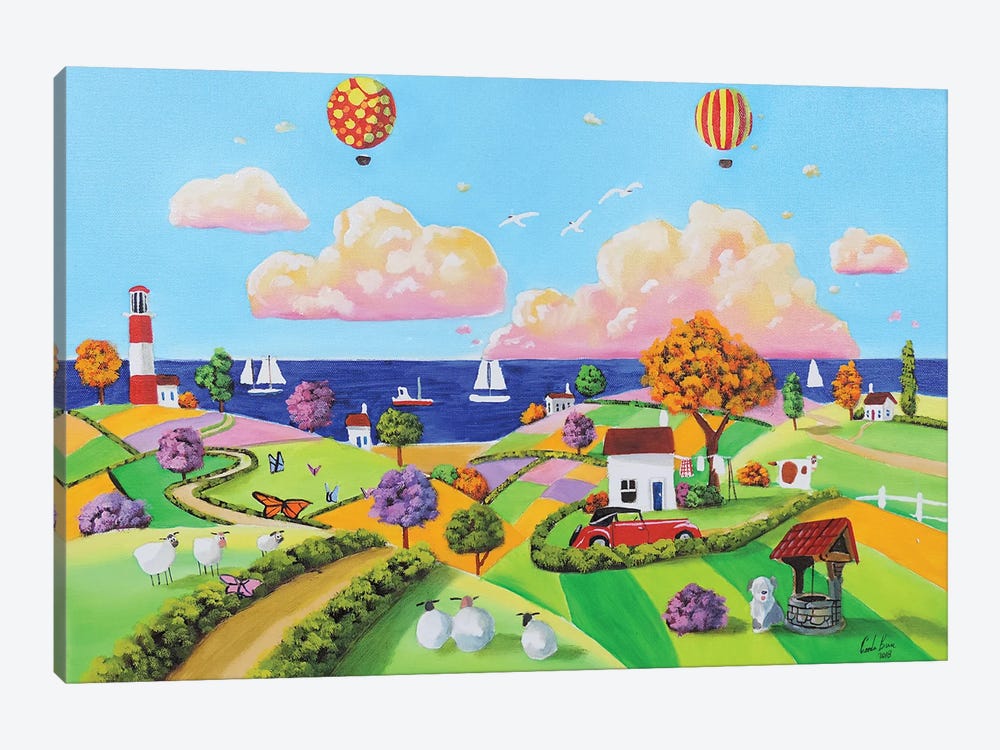 Balloons At The Seaside by Gordon Bruce 1-piece Canvas Print