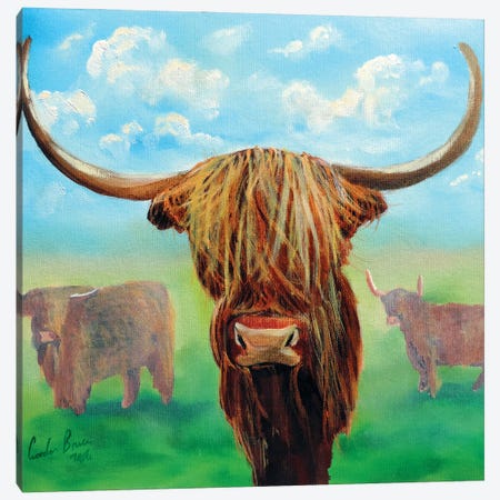Highland Cows Canvas Print #GOB38} by Gordon Bruce Canvas Wall Art
