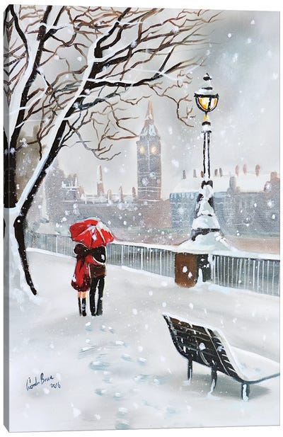 London In Winter Canvas Art Print - United Kingdom Art