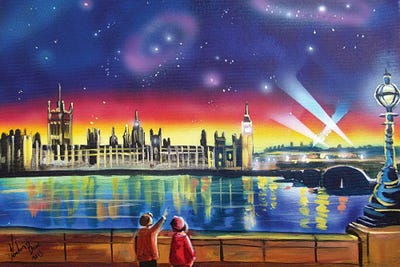 London Thames Starry Night by Gordon Bruce framed canvas print