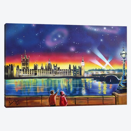 London Thames Starry Night Canvas Print #GOB42} by Gordon Bruce Art Print