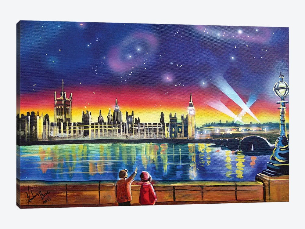 London Thames Starry Night by Gordon Bruce 1-piece Canvas Art Print