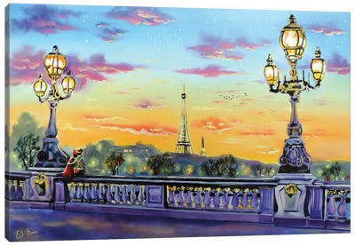 Paris Lights Canvas Art Print - Famous Buildings & Towers