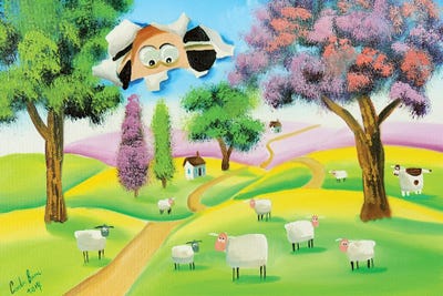 Sheep Through The Canvas by Gordon Bruce framed canvas print