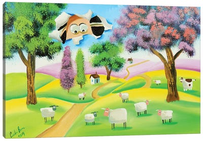 Sheep Through The Canvas Canvas Art Print - Gordon Bruce