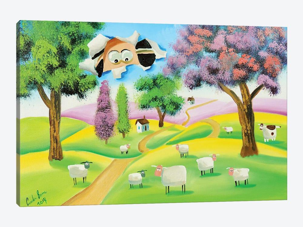 Sheep Through The Canvas by Gordon Bruce 1-piece Canvas Wall Art
