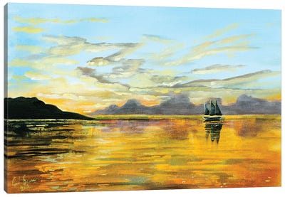 Sunset At Sea Canvas Art Print - Gordon Bruce