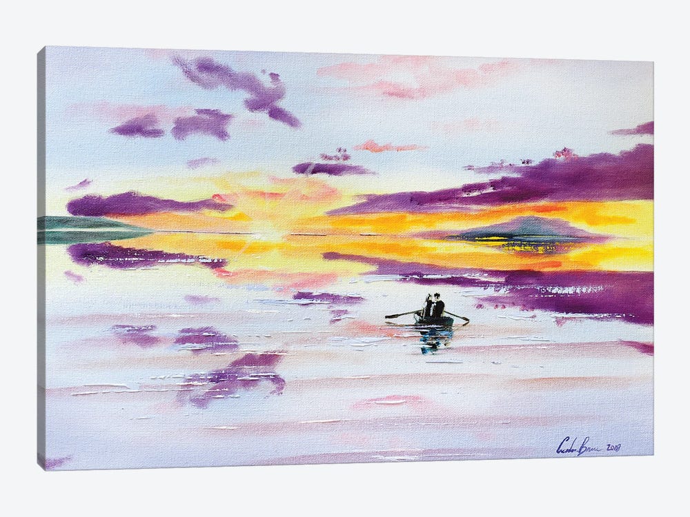 Sunset Boat On The Sea by Gordon Bruce 1-piece Canvas Art