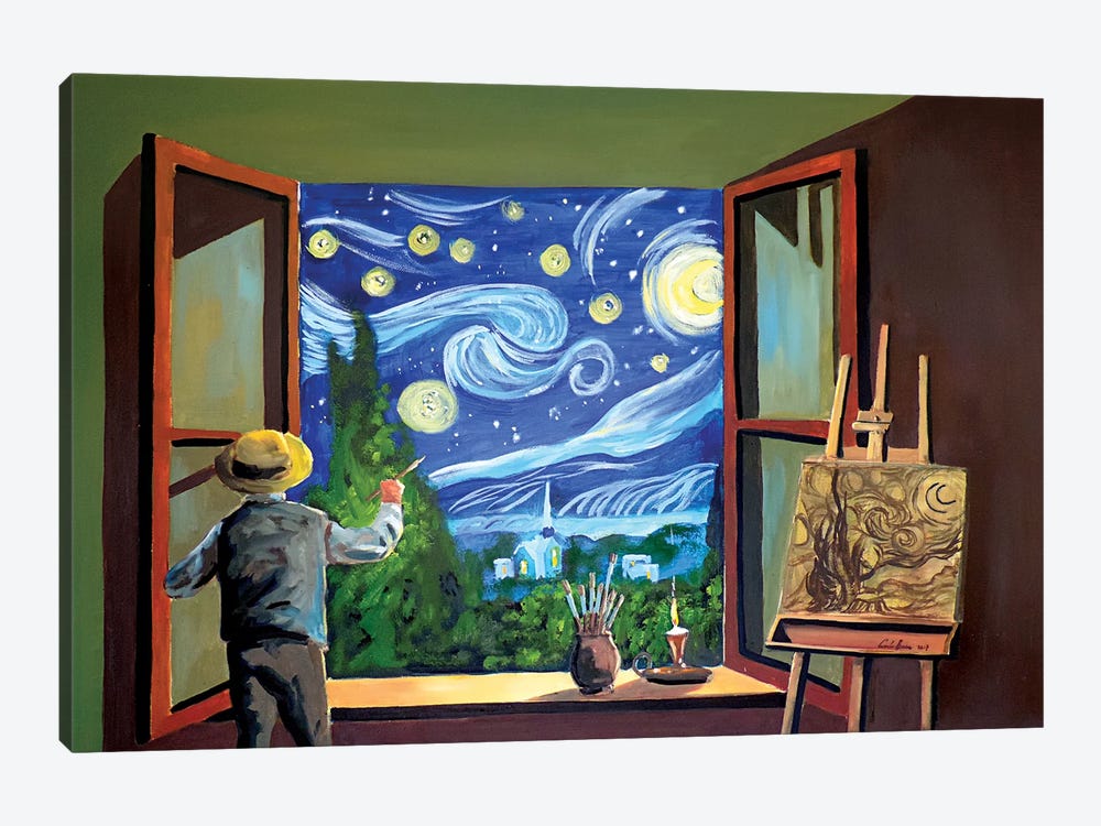 Van Gogh Paints The Starry Night by Gordon Bruce 1-piece Canvas Artwork